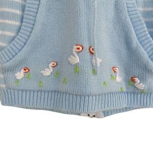 VTG Kids Count Baby Cardigan 12M Blue Knit with Embroidered Ducks